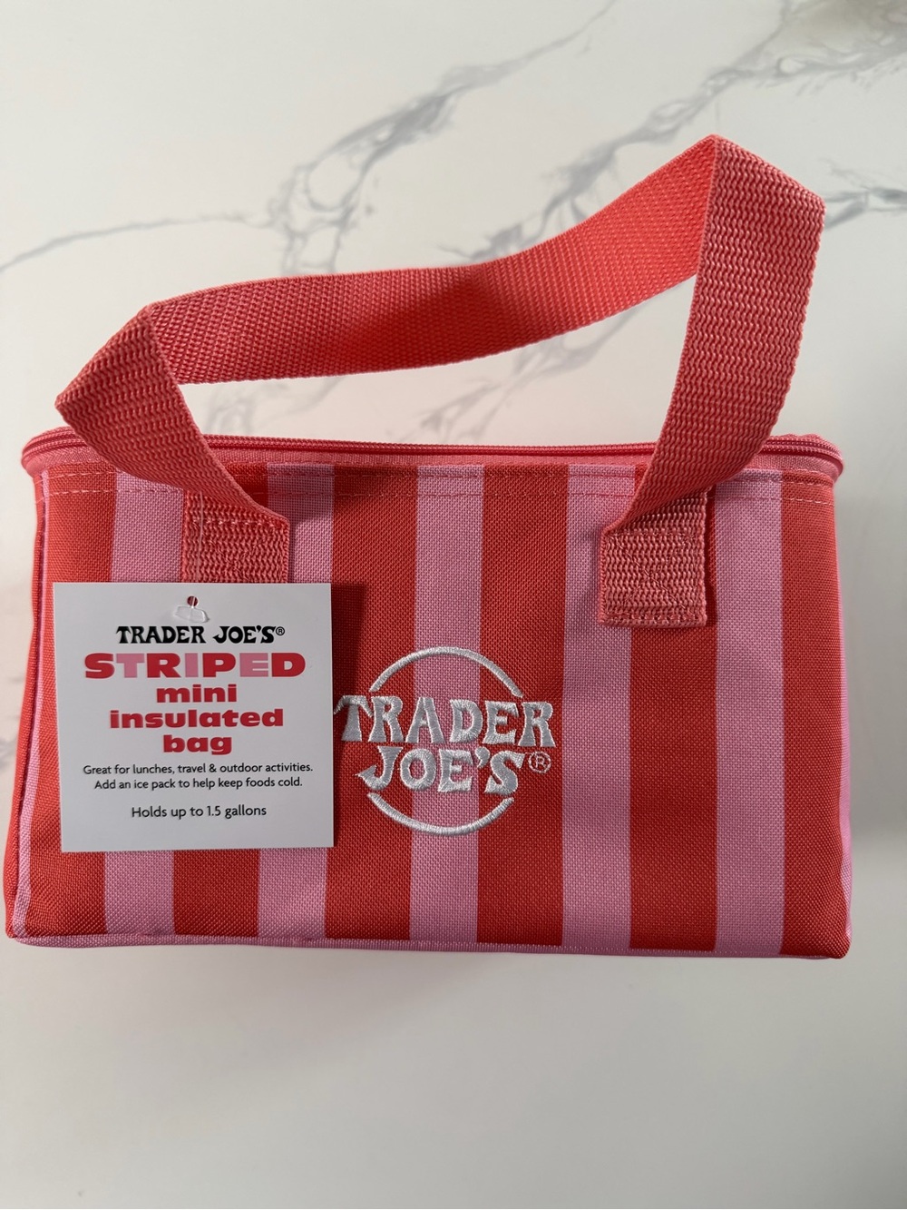 Trader Joe's Striped Mini Insulated Bag - Pink